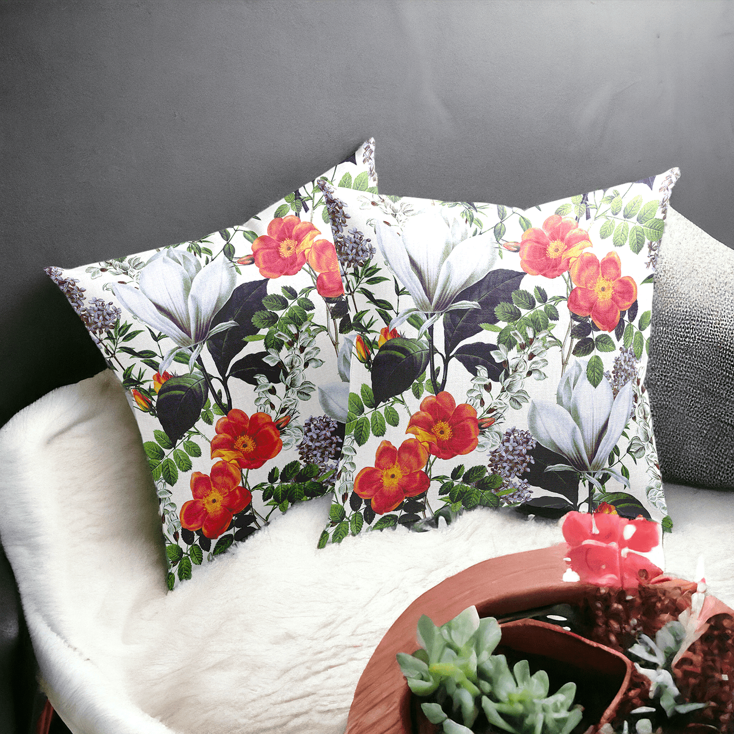 Sunlit Flora Velvet Cushion Cover - Set of 2