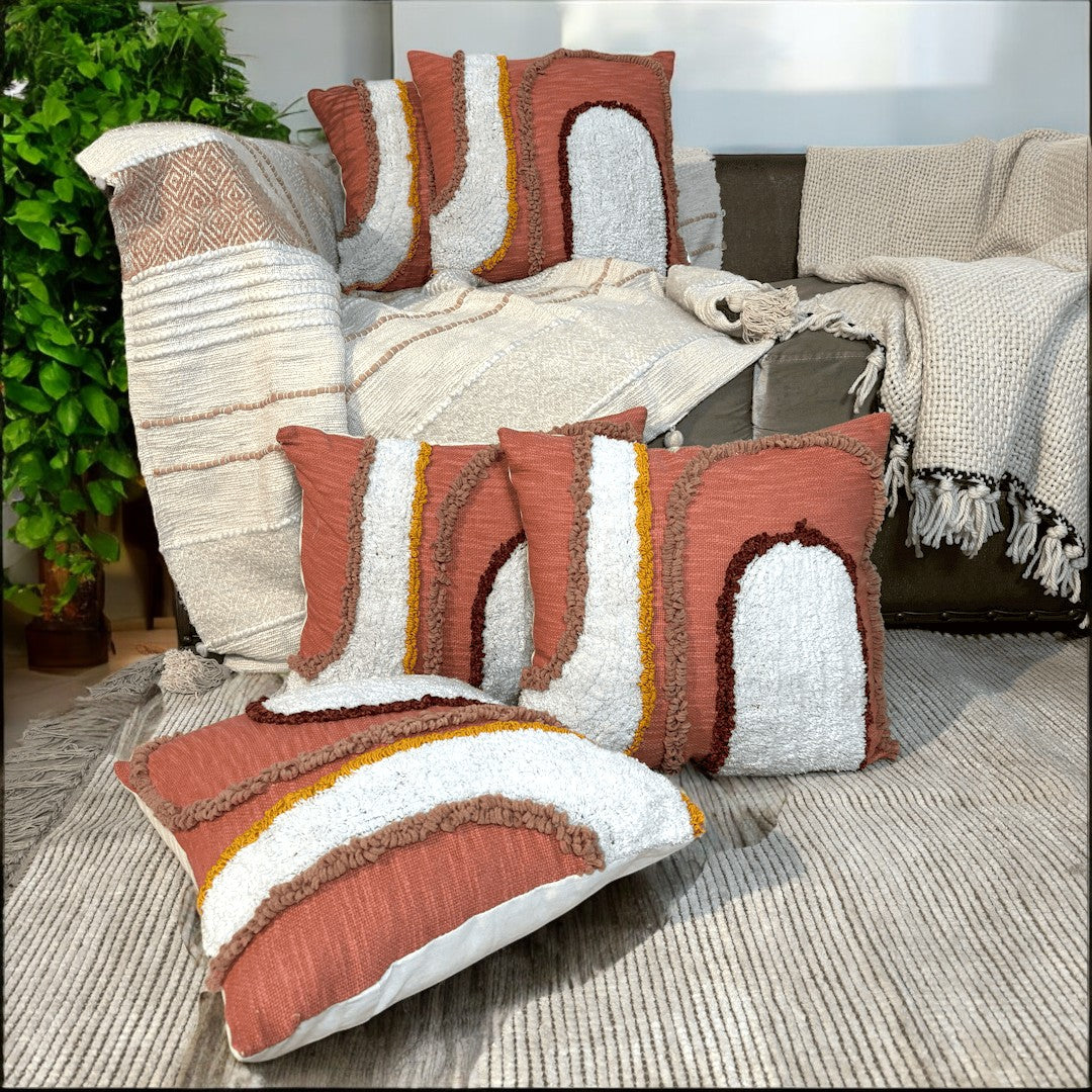 Sunset Arc Tufted Cushion Cover