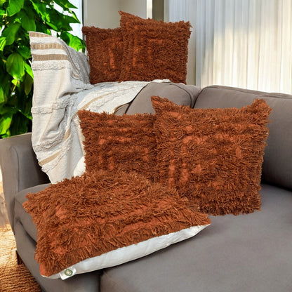 Terracotta Bliss Shaggy Cushion Cover