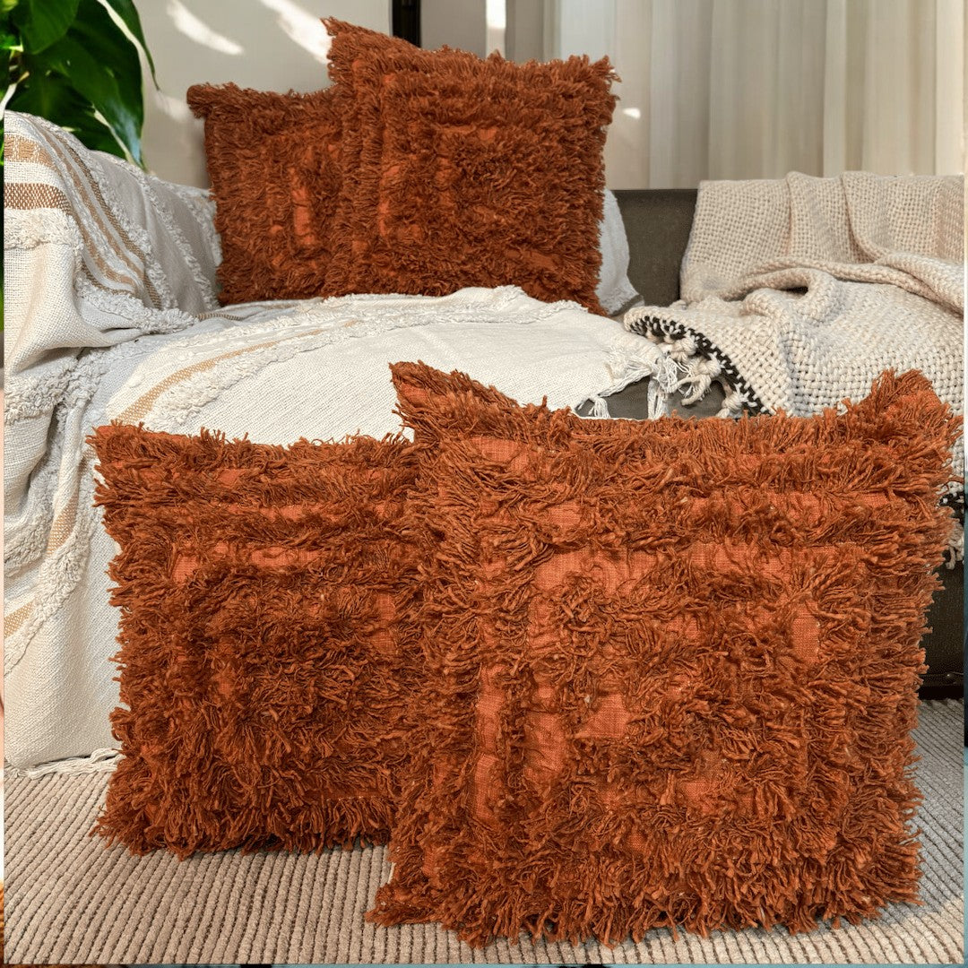 Terracotta Bliss Shaggy Cushion Cover