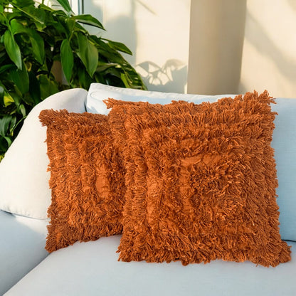 Terracotta Bliss Shaggy Cushion Cover