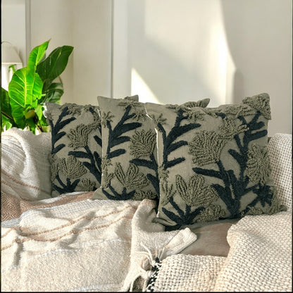 Verdant Vines Tufted Cushion Cover