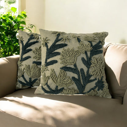 Verdant Vines Tufted Cushion Cover