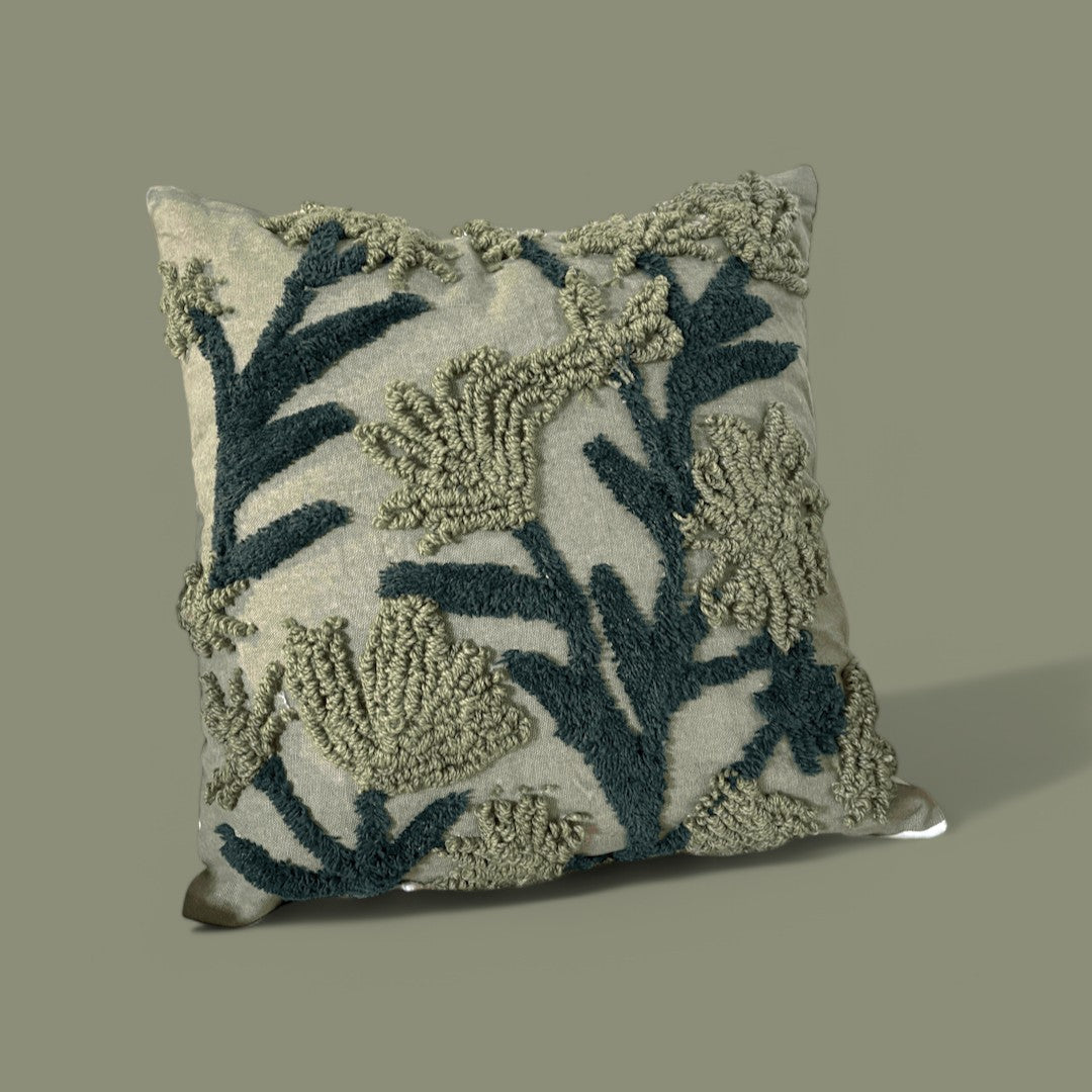 Verdant Vines Tufted Cushion Cover