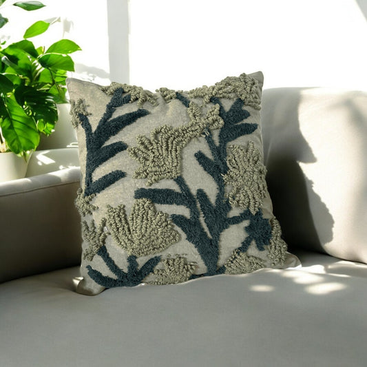 Verdant Vines Tufted Cushion Cover