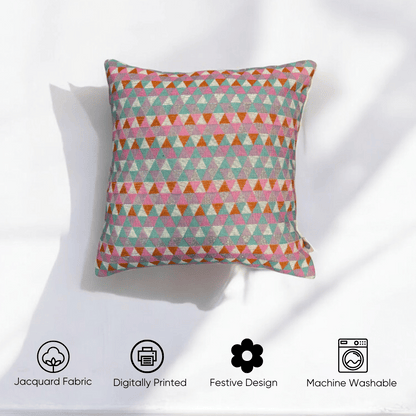 Vibrant Geometric Jacquard Cushion Cover