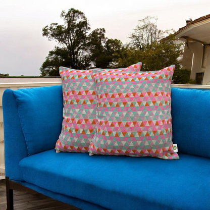 Vibrant Geometric Jacquard Cushion Cover