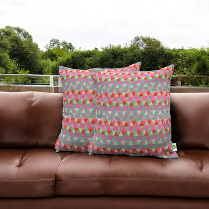 Vibrant Geometric Jacquard Cushion Cover