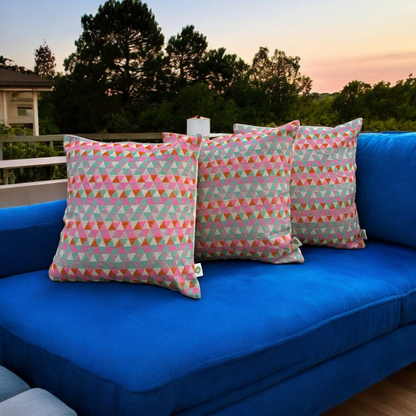 Vibrant Geometric Jacquard Cushion Cover