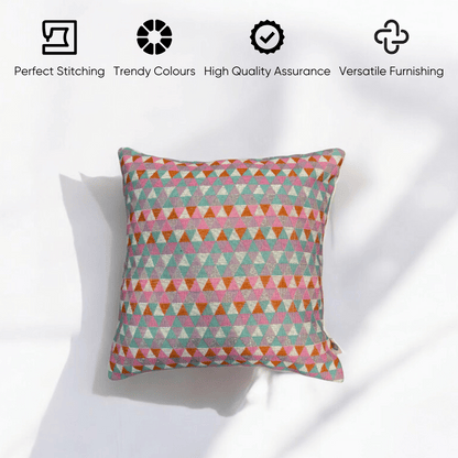 Vibrant Geometric Jacquard Cushion Cover