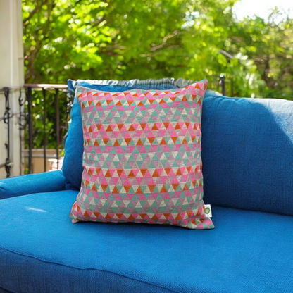 Vibrant Geometric Jacquard Cushion Cover