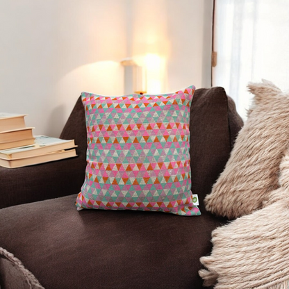 Vibrant Geometric Jacquard Cushion Cover