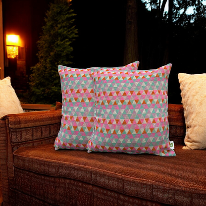 Vibrant Geometric Jacquard Cushion Cover