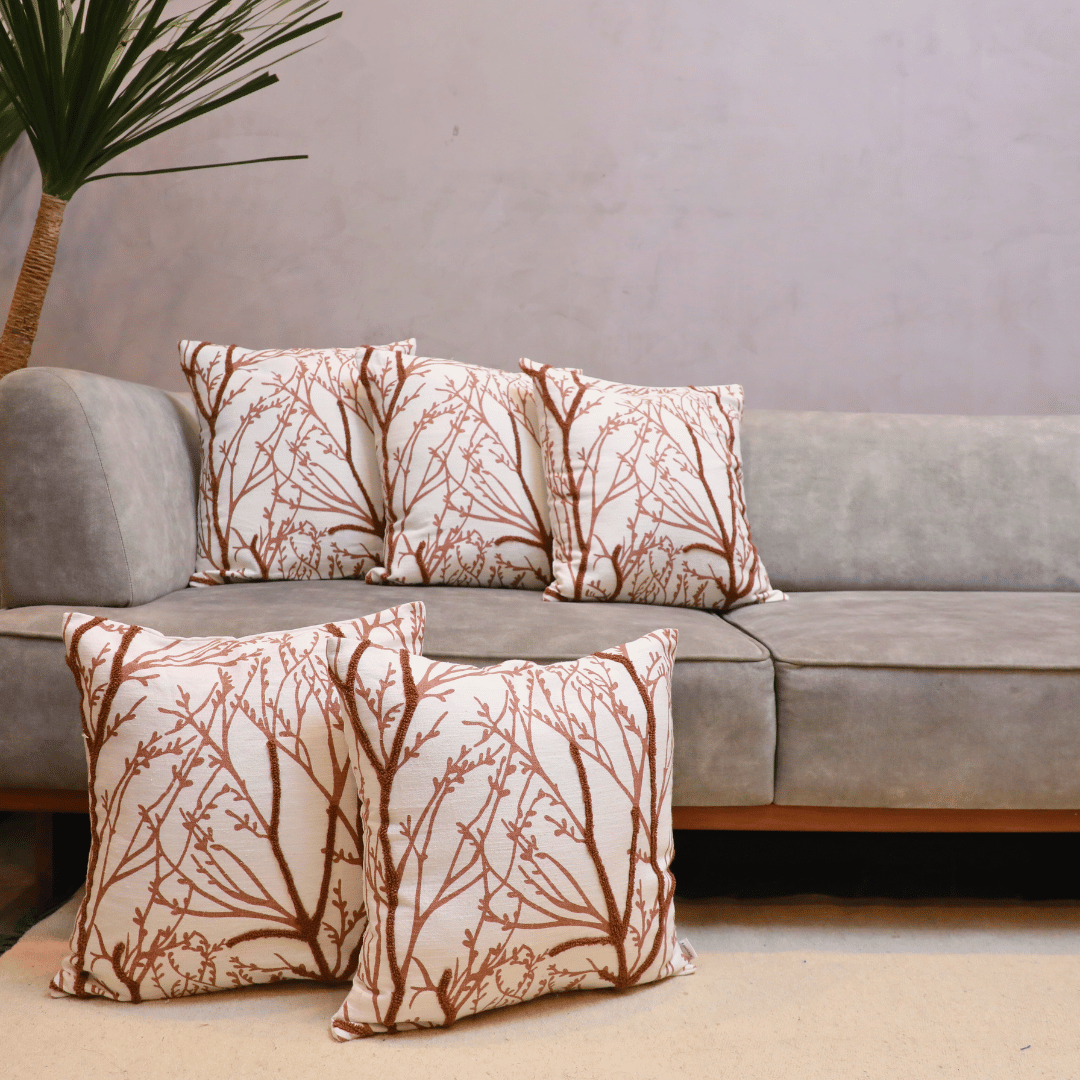 Woodland Branches Tufted Cushion Cover  - Set of 5