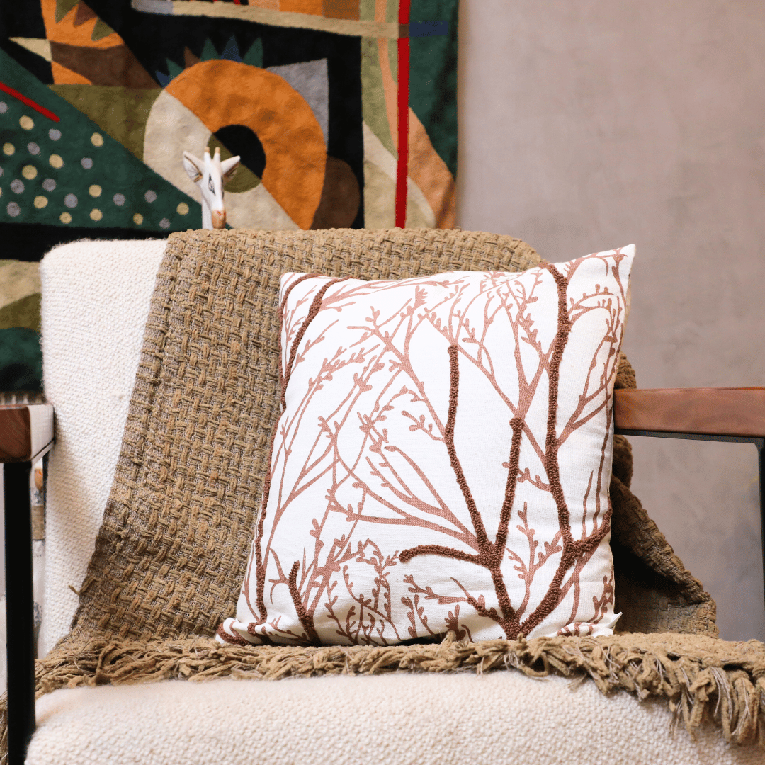 Woodland Branches Tufted Cushion Cover