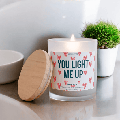 You Light Me Up Valentine Fresh Aqua Soy Wax Candle