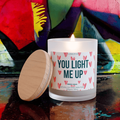 You Light Me Up Valentine Fresh Aqua Soy Wax Candle