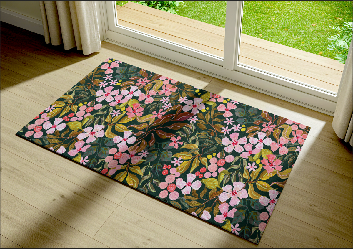 Midnight Wildflower Garden Rug