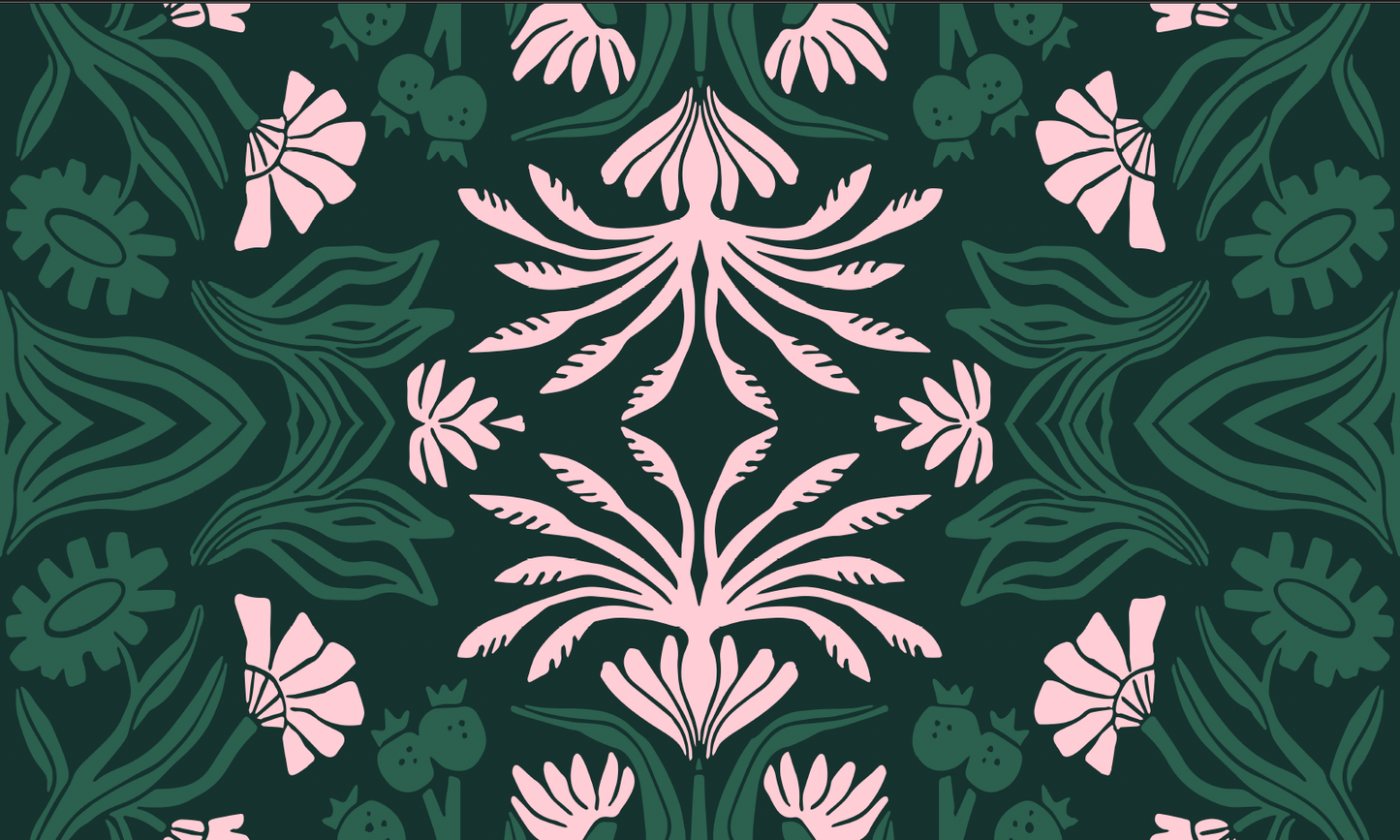 Midnight Blossom Symphony Botanical Rug