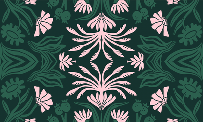 Midnight Blossom Symphony Botanical Rug
