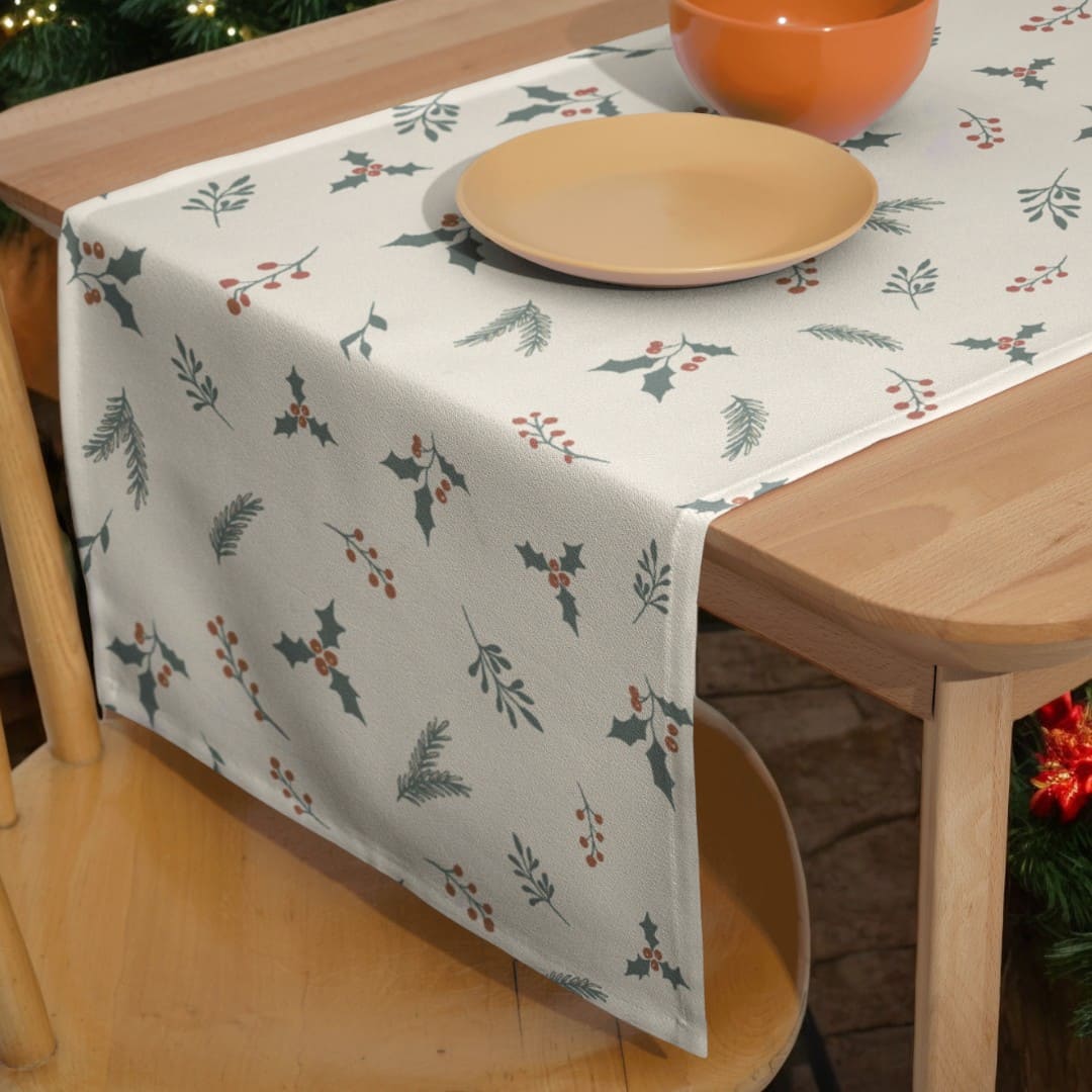 Holiday Holly Christmas Table Runner