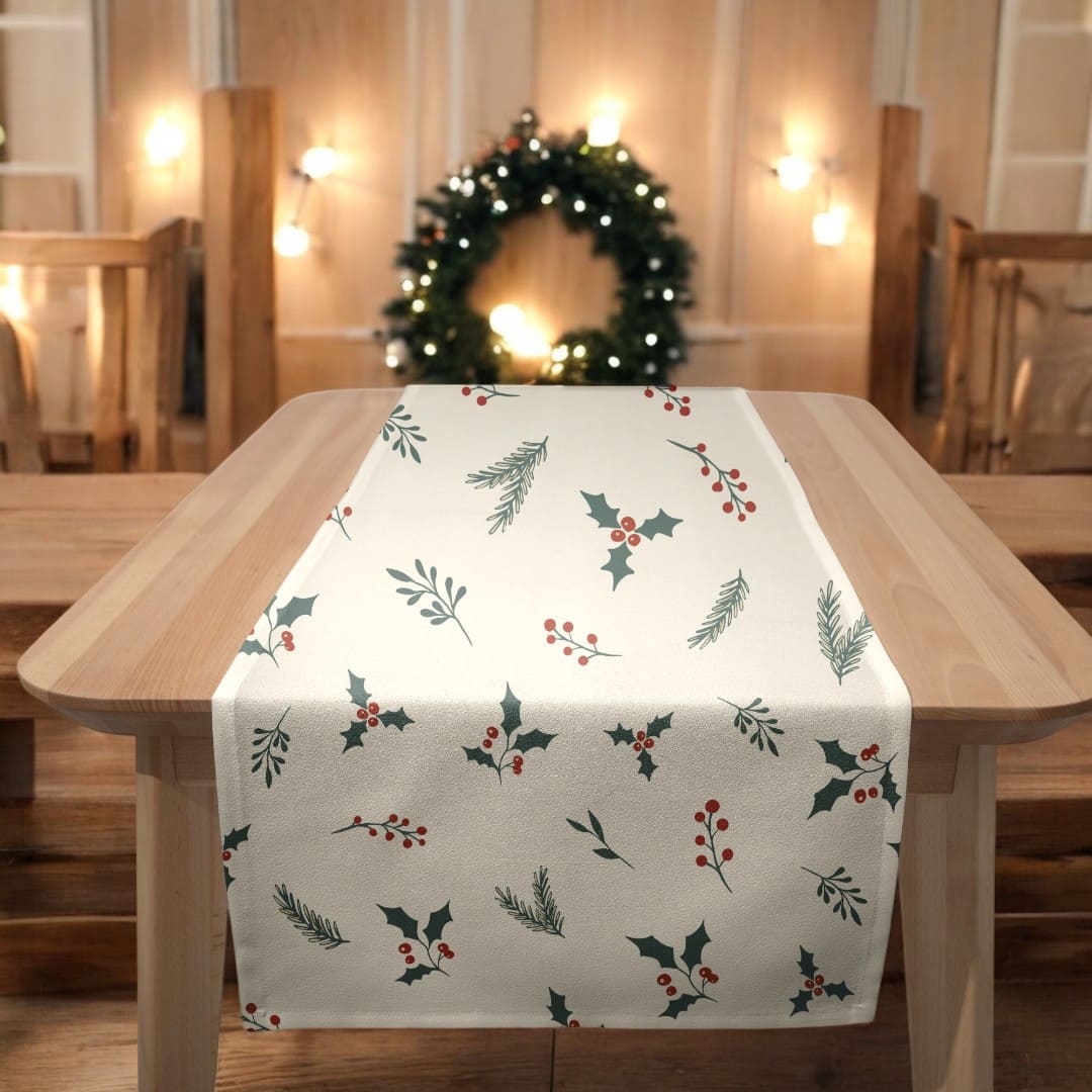 Holiday Holly Christmas Table Runner