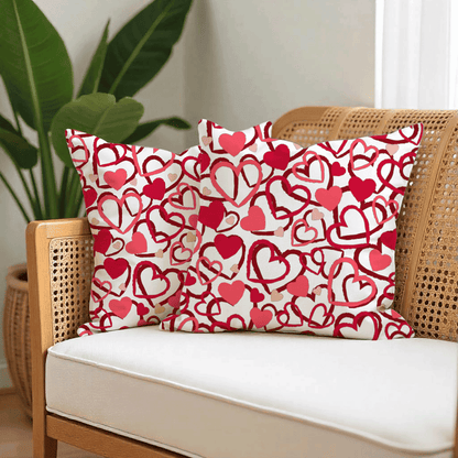 Heart Doodle Cushion Cover for Valentine - Velvet - 16x16in