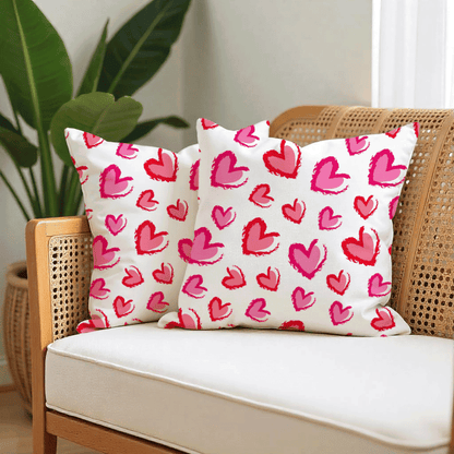 Watercolor Hearts Cushion Cover for Valentine - Velvet - 16x16in