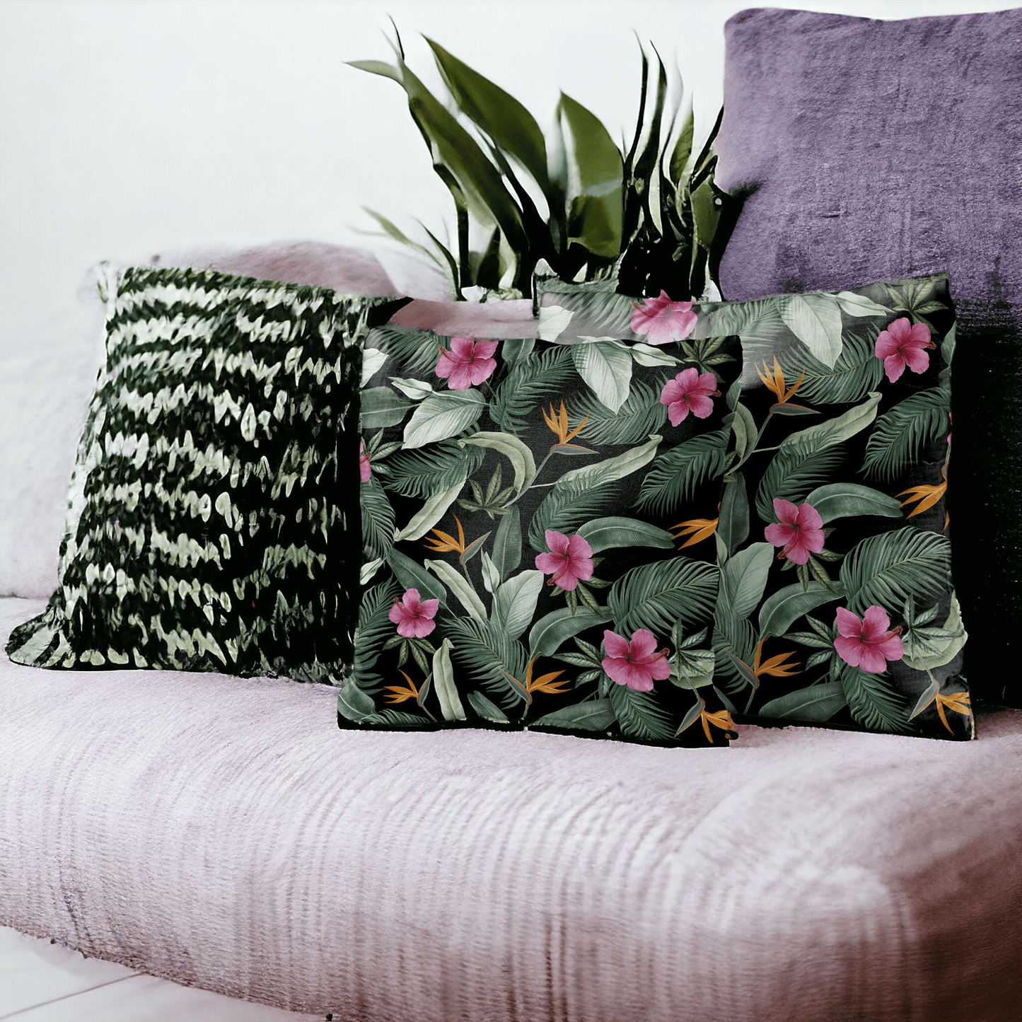 Velvet Tropicana Cushion Cover - Set of 2