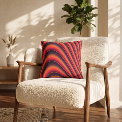 Crimson Dune Flow abstract cushion cover styled on a cream armchair