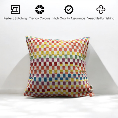 Rainbow Checkered Jacquard Cushion Cover