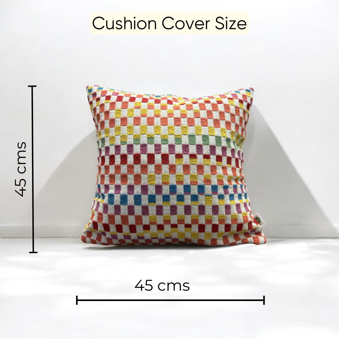 Rainbow Checkered Jacquard Cushion Cover