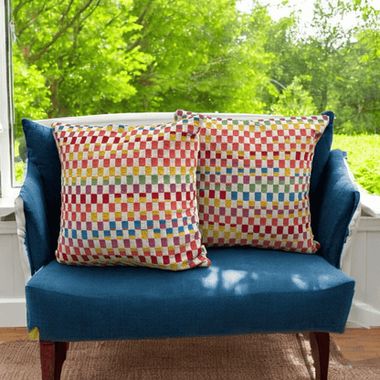 Rainbow Checkered Jacquard Cushion Cover