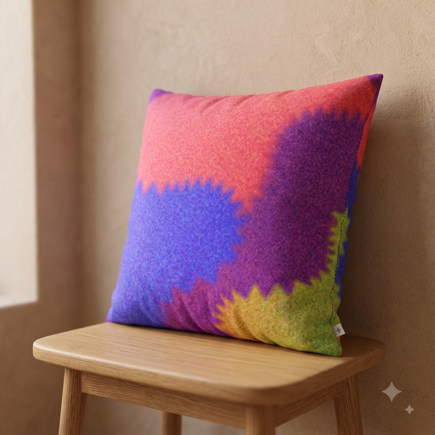 Neon Tide Abstract Velvet Cushion Cover