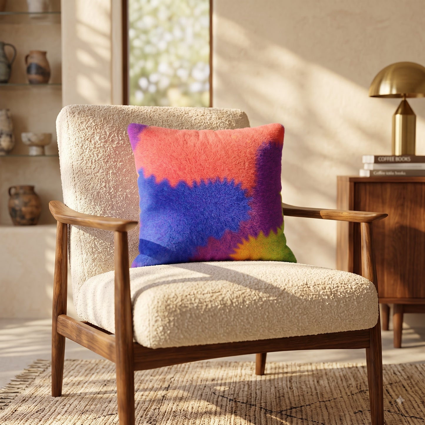Neon Tide Abstract Velvet Cushion Cover