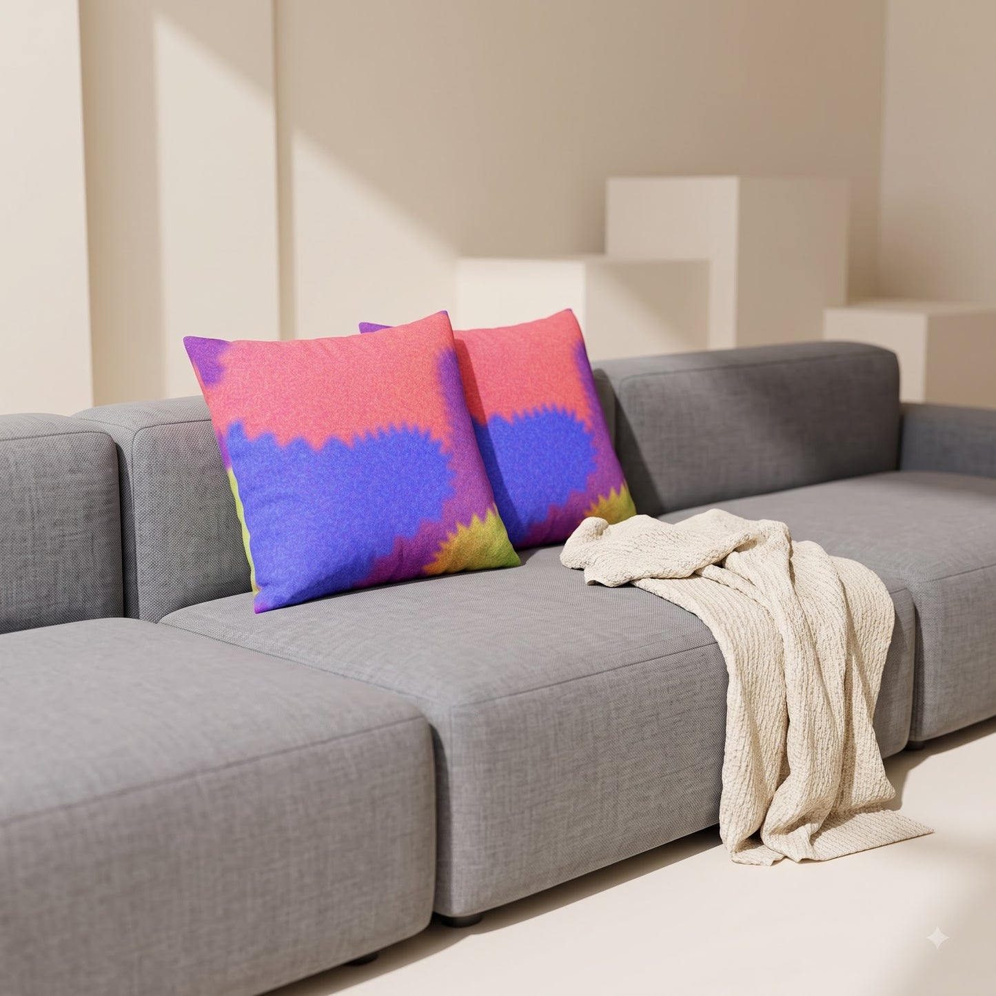 Neon Tide Abstract Velvet Cushion Cover