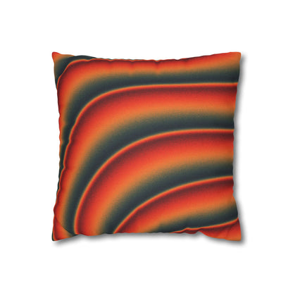 Solar Wave Spectrum orange red and deep teal cushion cover on a white background