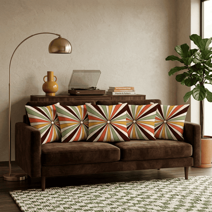 Sunray Pop Retro Sunburst Velvet Cushion Cover