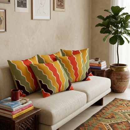 Sunset Ripple Flow Cushion Cover