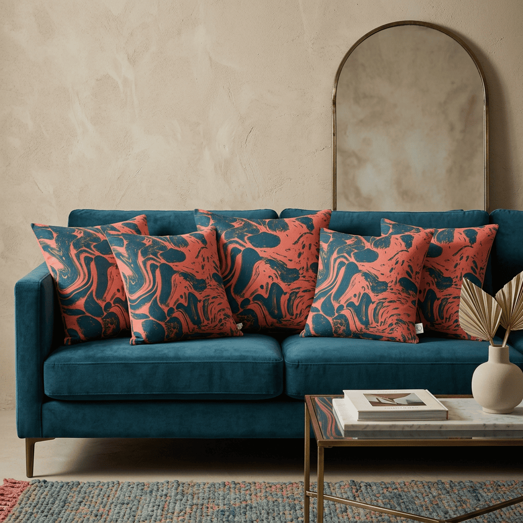 Molten Tide Abstract Velvet Cushion Cover