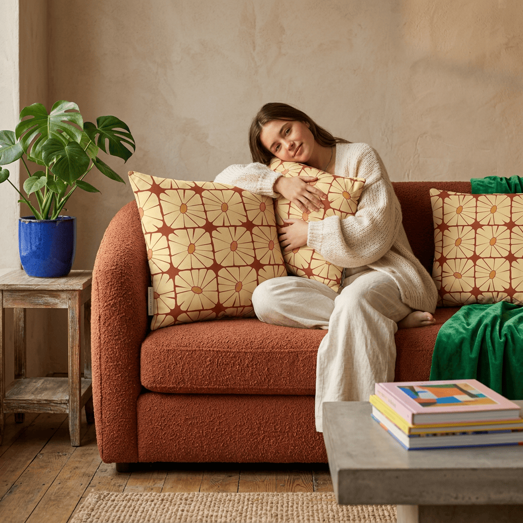Sunbeam Grid Bloom Cushion Cover