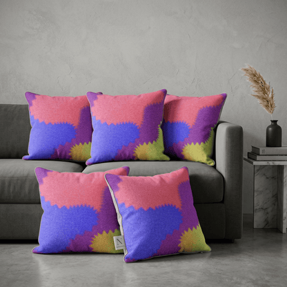 Neon Tide Abstract Velvet Cushion Cover