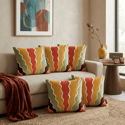 Sunset Ripple Flow Cushion Cover