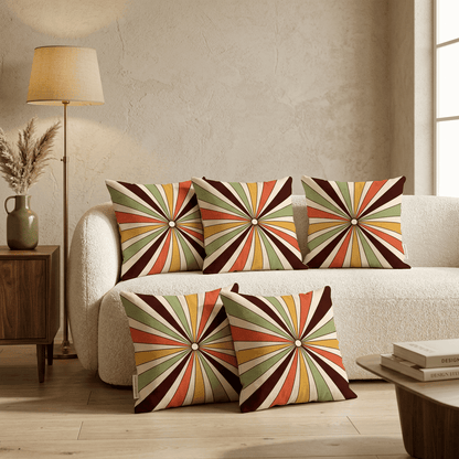 Sunray Pop Retro Sunburst Velvet Cushion Cover