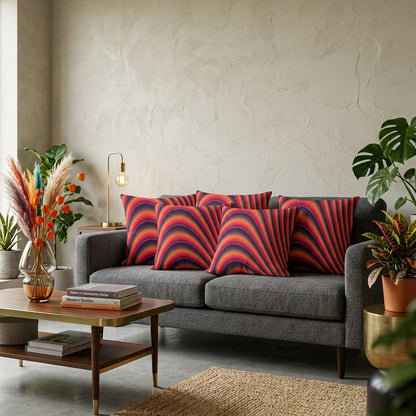 Crimson Dune Flow Cushion Cover