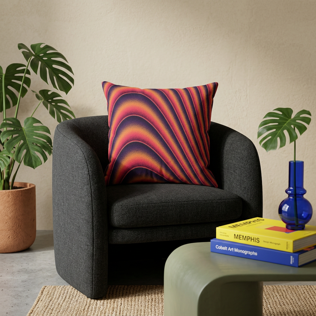 Crimson Dune Flow Cushion Cover