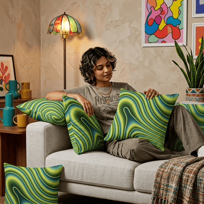 Neon Ripple Flow Cushion Cover