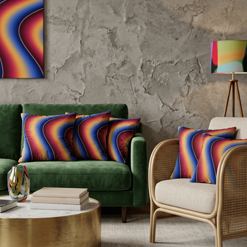 Sapphire Ember Flow Cushion Cover