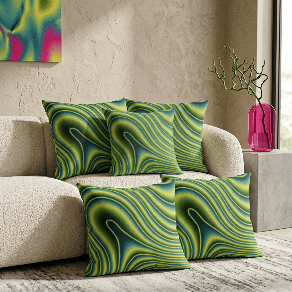Neon Ripple Flow Cushion Cover