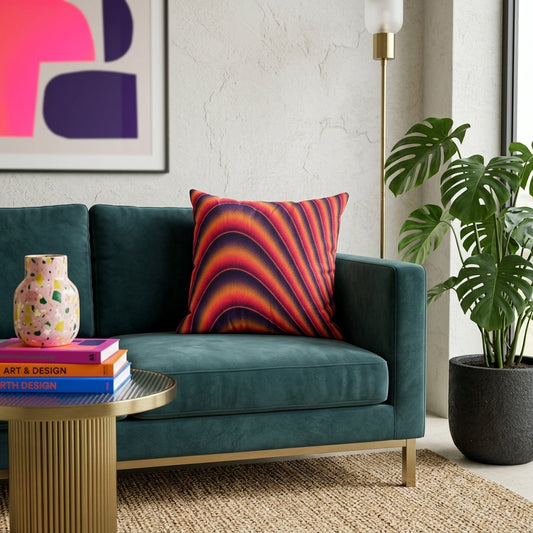Crimson Dune Flow Cushion Cover